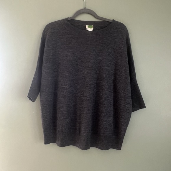 Anthropologie Wool Blend Relaxed Fit 1/2 Sleeve Gray Sweater Size XS Oversized - Picture 1 of 7